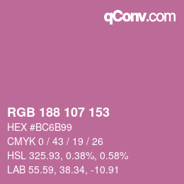 Color code: RGB 188 107 153 | qconv.com