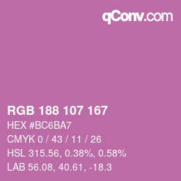 颜色代码: RGB 188 107 167 | qconv.com