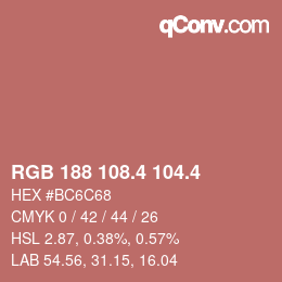 カラーコード: RGB 188 108.4 104.4 | qconv.com