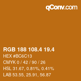 カラーコード: RGB 188 108.4 19.4 | qconv.com