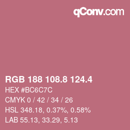 カラーコード: RGB 188 108.8 124.4 | qconv.com