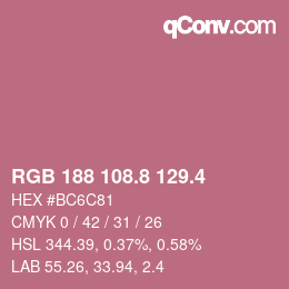 カラーコード: RGB 188 108.8 129.4 | qconv.com