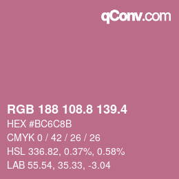 カラーコード: RGB 188 108.8 139.4 | qconv.com
