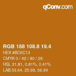 カラーコード: RGB 188 108.8 19.4 | qconv.com