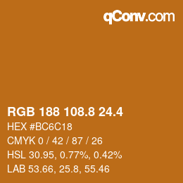カラーコード: RGB 188 108.8 24.4 | qconv.com