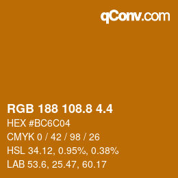 カラーコード: RGB 188 108.8 4.4 | qconv.com