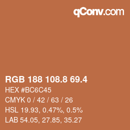 カラーコード: RGB 188 108.8 69.4 | qconv.com