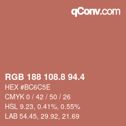 カラーコード: RGB 188 108.8 94.4 | qconv.com