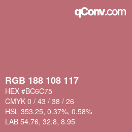 Código de color: RGB 188 108 117 | qconv.com