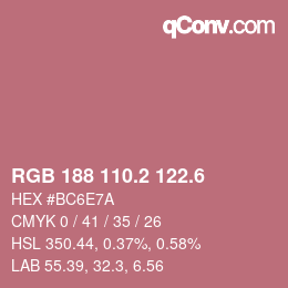 カラーコード: RGB 188 110.2 122.6 | qconv.com