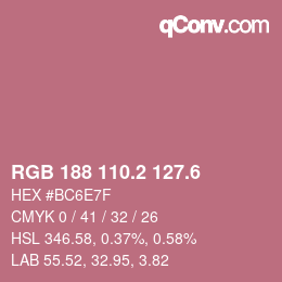 カラーコード: RGB 188 110.2 127.6 | qconv.com