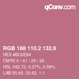 カラーコード: RGB 188 110.2 132.6 | qconv.com