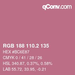 カラーコード: RGB 188 110.2 135 | qconv.com
