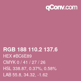 カラーコード: RGB 188 110.2 137.6 | qconv.com