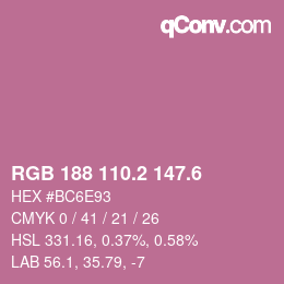 カラーコード: RGB 188 110.2 147.6 | qconv.com