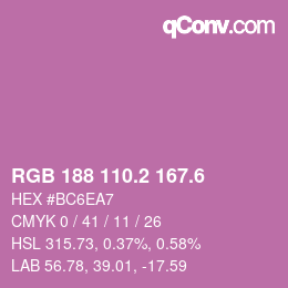 カラーコード: RGB 188 110.2 167.6 | qconv.com
