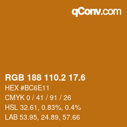 カラーコード: RGB 188 110.2 17.6 | qconv.com