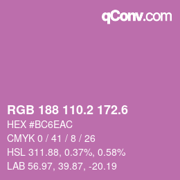 カラーコード: RGB 188 110.2 172.6 | qconv.com