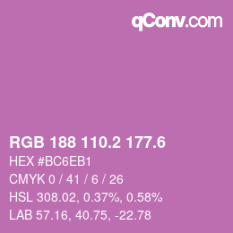 カラーコード: RGB 188 110.2 177.6 | qconv.com