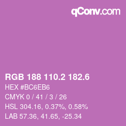 カラーコード: RGB 188 110.2 182.6 | qconv.com