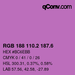 カラーコード: RGB 188 110.2 187.6 | qconv.com
