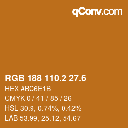 カラーコード: RGB 188 110.2 27.6 | qconv.com