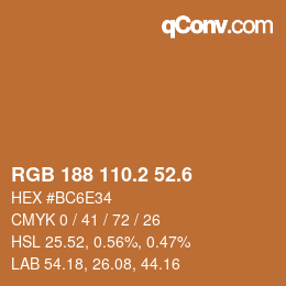 カラーコード: RGB 188 110.2 52.6 | qconv.com