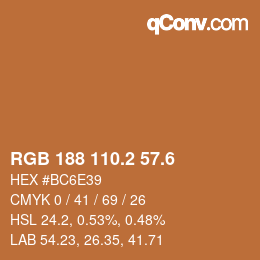 カラーコード: RGB 188 110.2 57.6 | qconv.com