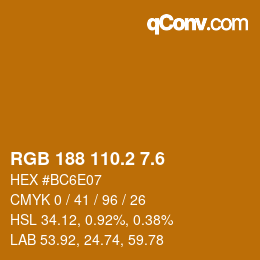 カラーコード: RGB 188 110.2 7.6 | qconv.com