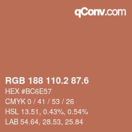 カラーコード: RGB 188 110.2 87.6 | qconv.com