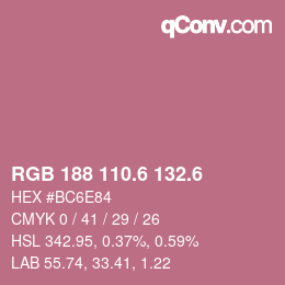 カラーコード: RGB 188 110.6 132.6 | qconv.com