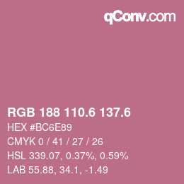 カラーコード: RGB 188 110.6 137.6 | qconv.com