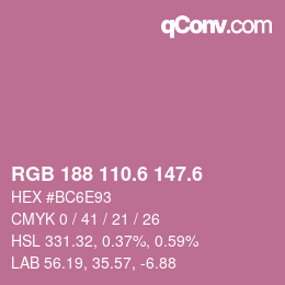 カラーコード: RGB 188 110.6 147.6 | qconv.com