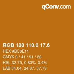 カラーコード: RGB 188 110.6 17.6 | qconv.com