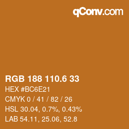 カラーコード: RGB 188 110.6 33 | qconv.com