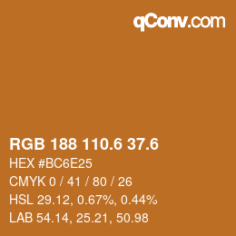 カラーコード: RGB 188 110.6 37.6 | qconv.com
