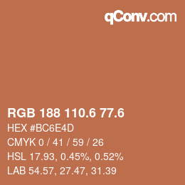 カラーコード: RGB 188 110.6 77.6 | qconv.com