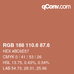カラーコード: RGB 188 110.6 87.6 | qconv.com