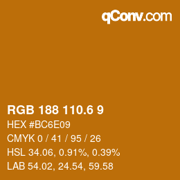 カラーコード: RGB 188 110.6 9 | qconv.com