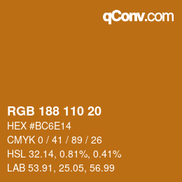 カラーコード: RGB 188 110 20 | qconv.com