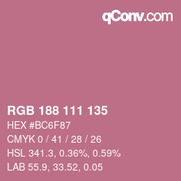 Color code: RGB 188 111 135 | qconv.com