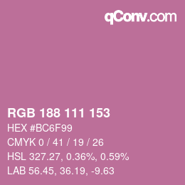 Farbcode: RGB 188 111 153 | qconv.com