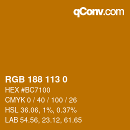 Color code: RGB 188 113 0 | qconv.com