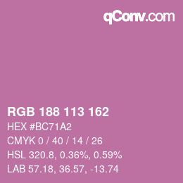 Color code: RGB 188 113 162 | qconv.com