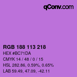 Color code: RGB 188 113 218 | qconv.com