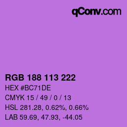 Color code: RGB 188 113 222 | qconv.com