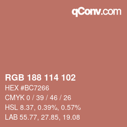 カラーコード: RGB 188 114 102 | qconv.com