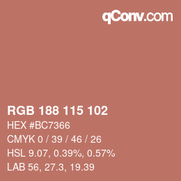 颜色代码: RGB 188 115 102 | qconv.com