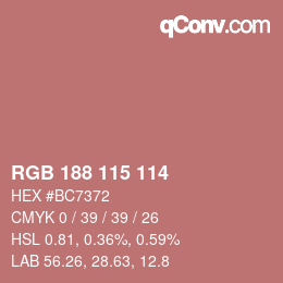Color code: RGB 188 115 114 | qconv.com