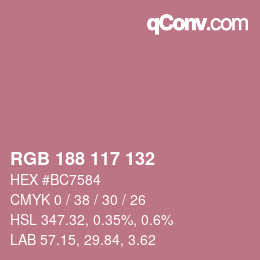 カラーコード: RGB 188 117 132 | qconv.com